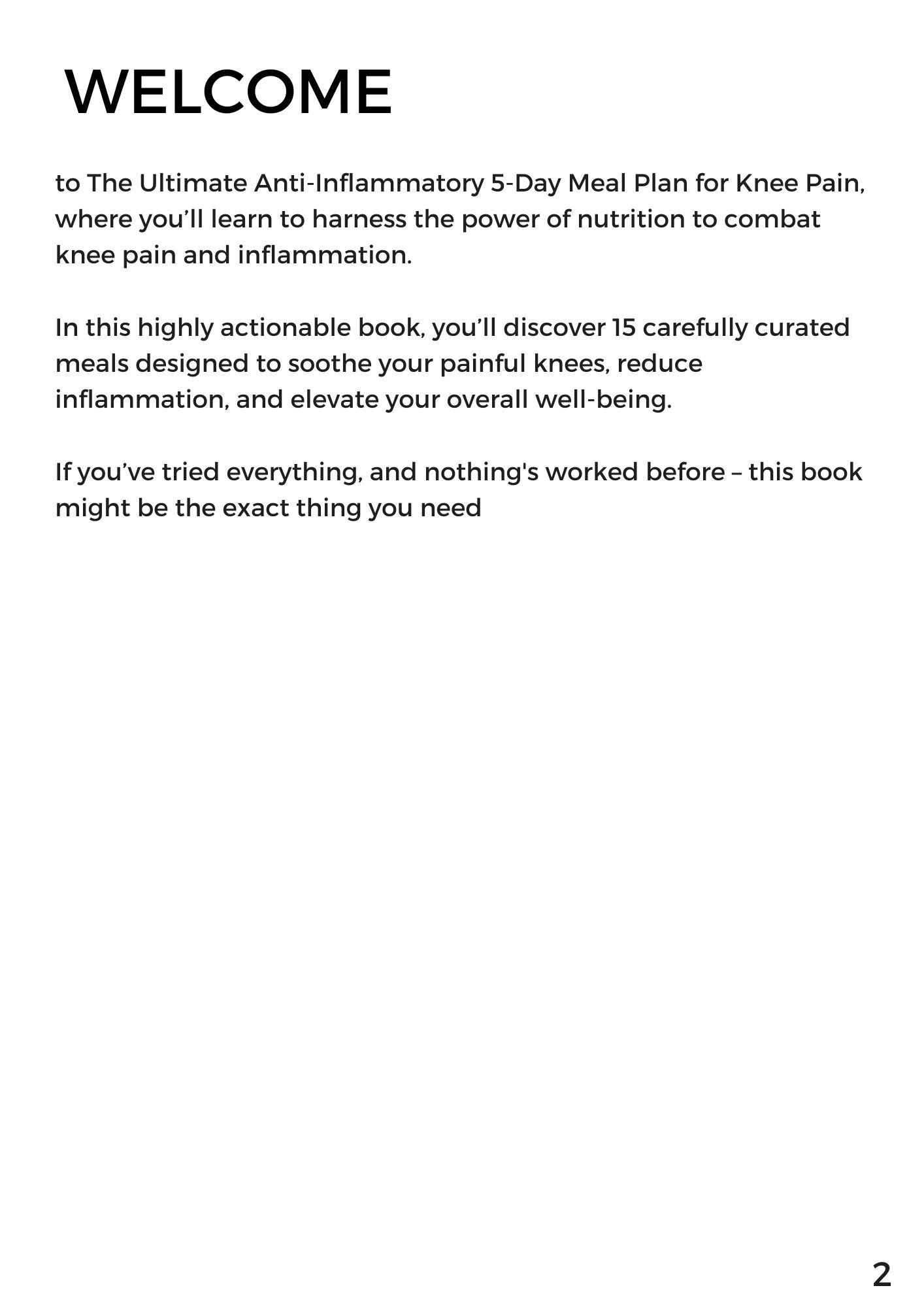 Anti Inflammatory  5 Day Meal Plan For Knee Pain